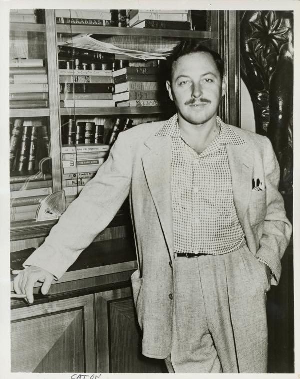 Publicity photo of Tennessee Williams to promote Cat on a Hot Tin Roof NYPL